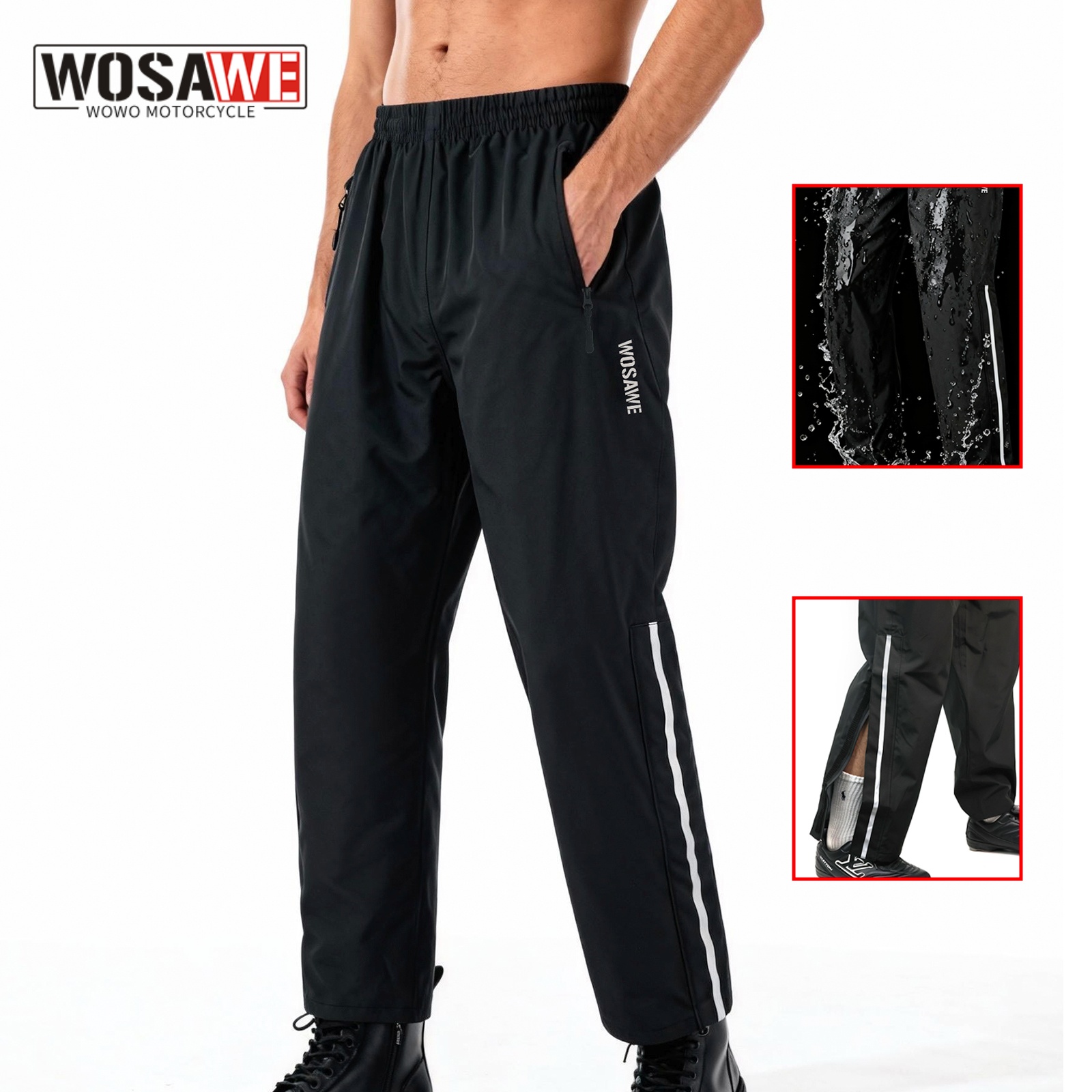 Fishing Pants Waterproof - WOSAWE Motorcycle Motorbike Rainproof Single Pants