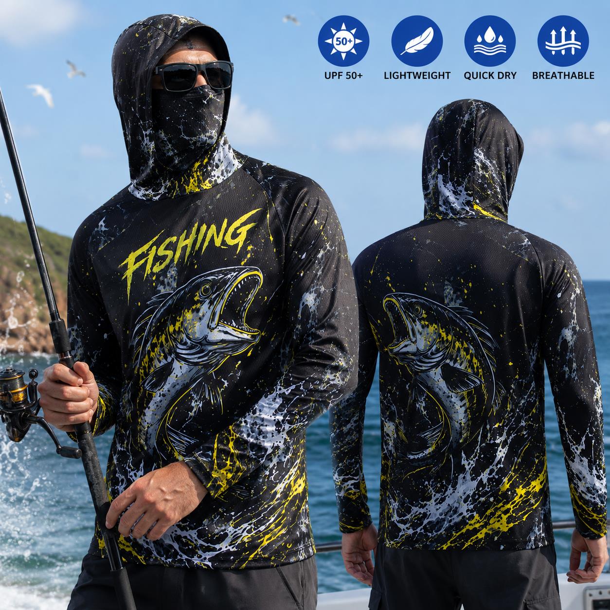 Men's Hooded Fishing Shirt UPF - огляд і ціна Fishing Hoodie