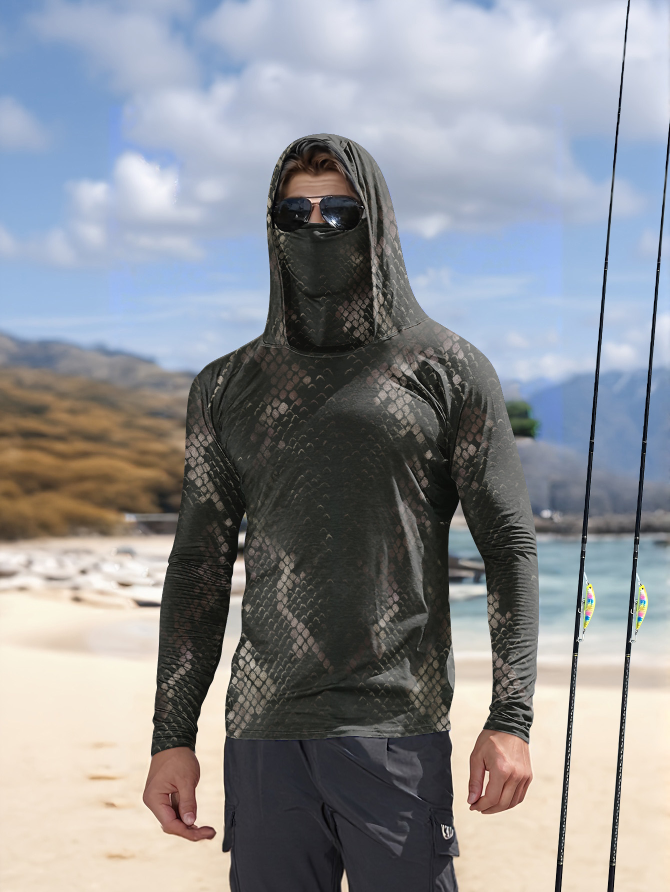 Men's Fishing Hooded Long-Slee - огляд і ціна Fishing Shirt Uv Protection